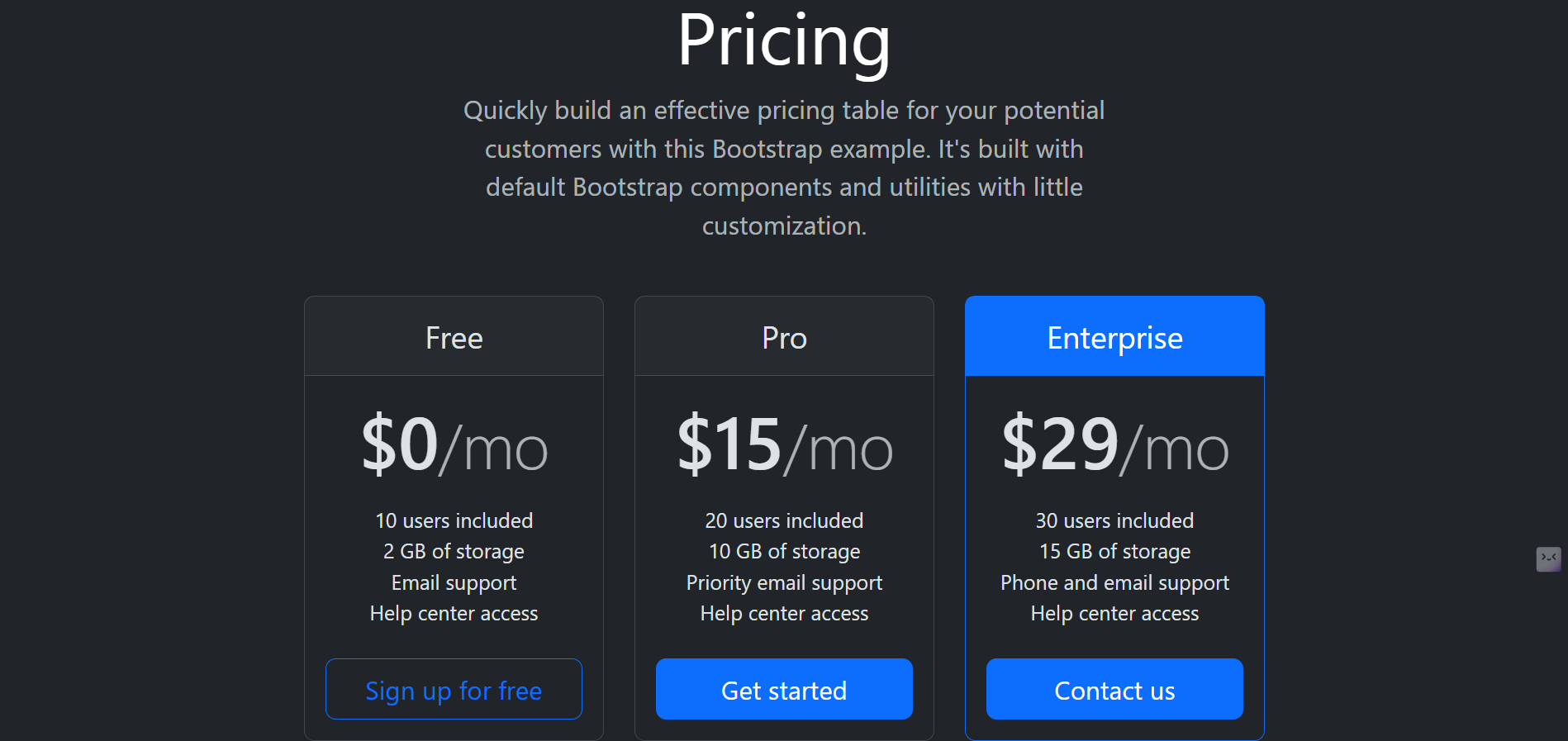 Pricing Plans UI Screenshot
